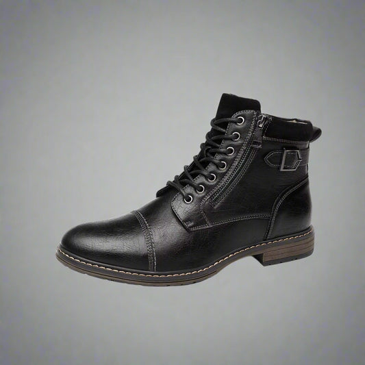 Men'S Boots Winter Fashion Botines Zip Lace-Up Ankle Boots Vintage Business Dress Shoes Leather Casual Shoes for Men