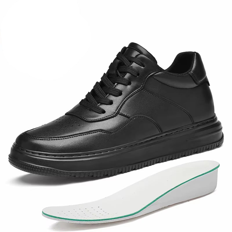 Genuine Leather Height Increasing Elevator Shoes Men Woman Breathable Height Increase Shoes 8Cm Man Sneakers Sport Casual Shoes
