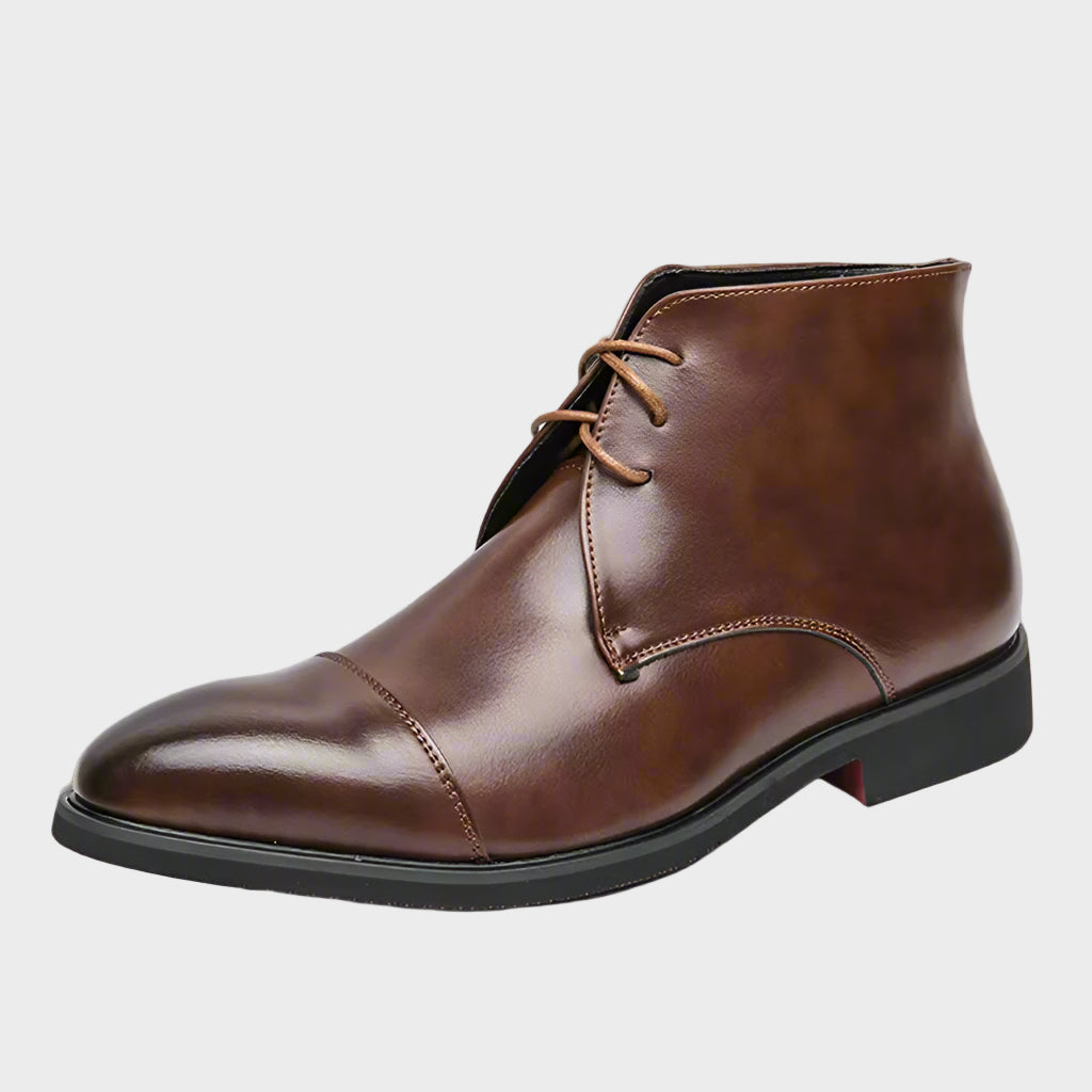 Luxury Leather Men Boots Solid Simplicity Pointed Toes Dress Leather Boots Men Fashion High Top Boots Party Mes Shoes Business